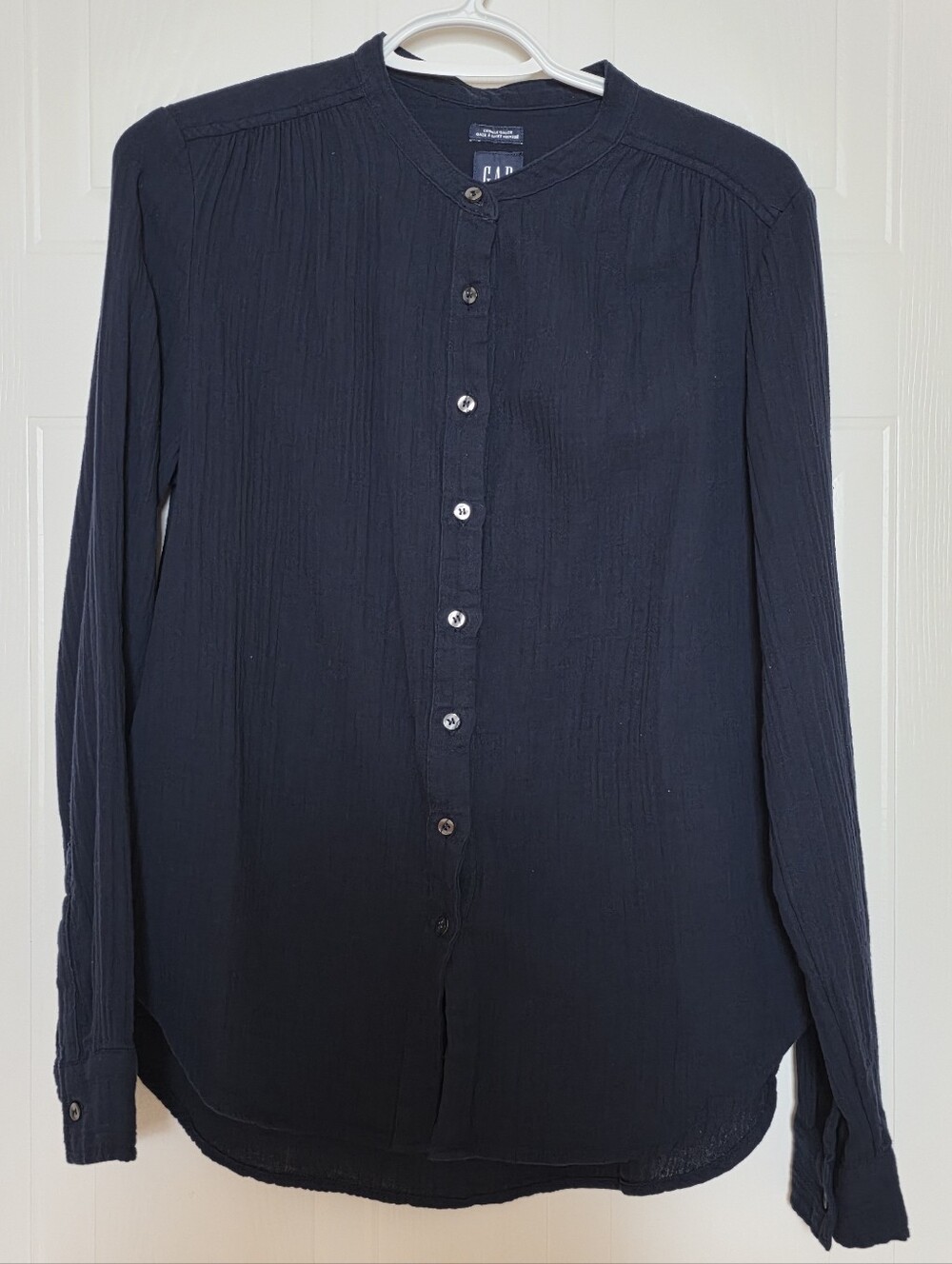 GAP Linen Button-Down Shirt, Dark Blue, Small